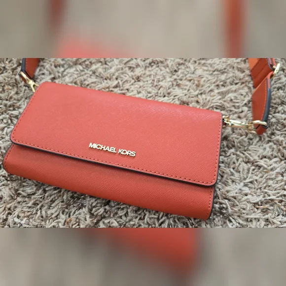 Michael Kors Jet Set Deep Orange Crossbody/Clutch/Waist Bag, Leather - Picture 2 of 6